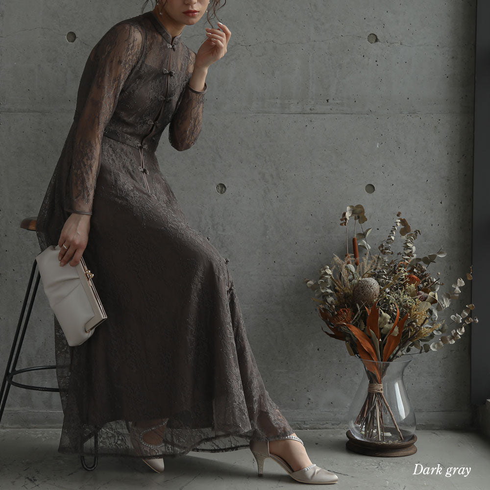 300020 オールレースチャイナディテールドレス