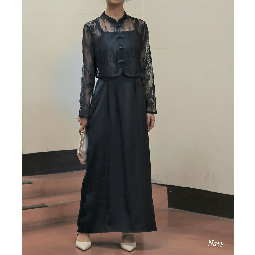 300035 チャイナトップスタイトロングドレス