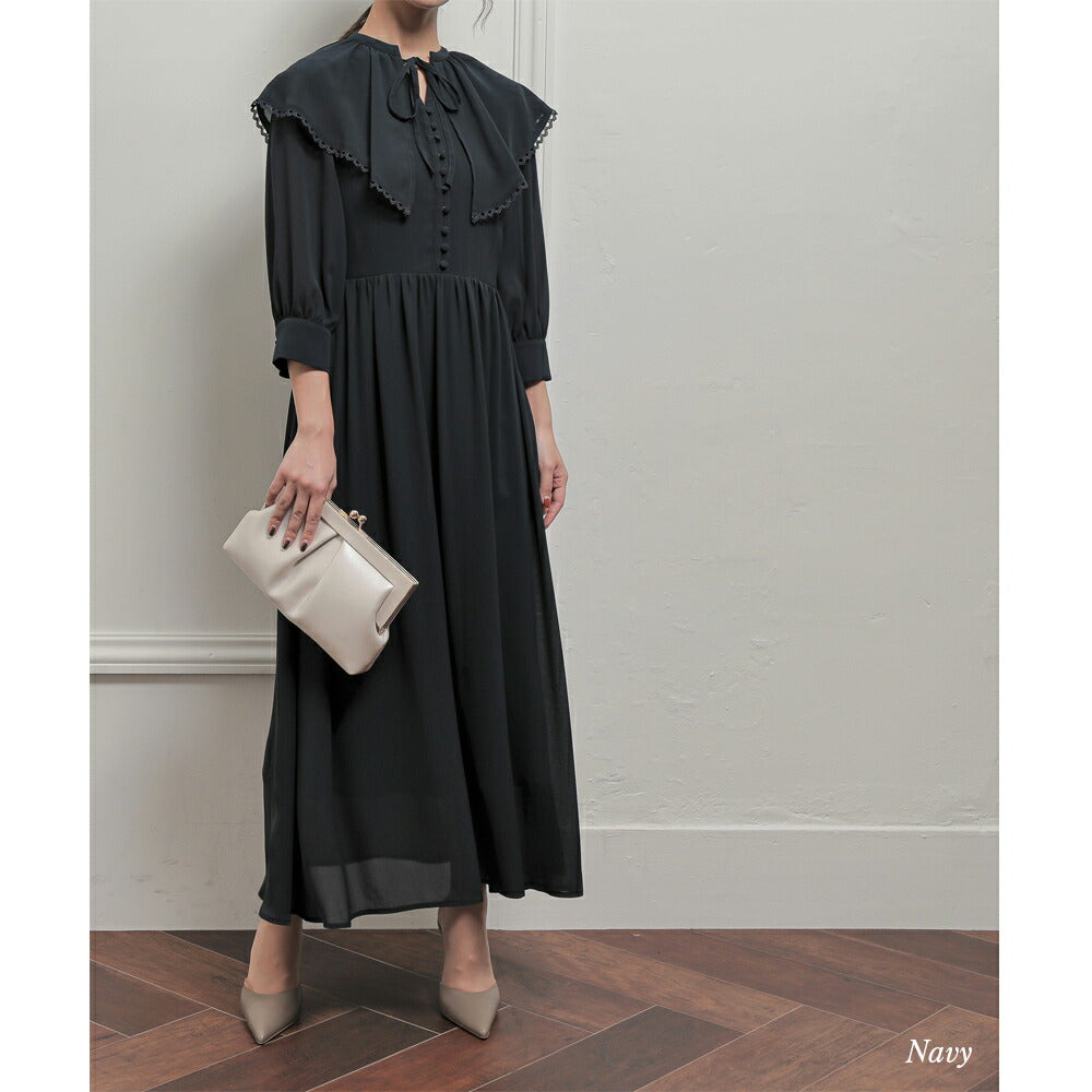 300045 ビッグカラーロングドレス