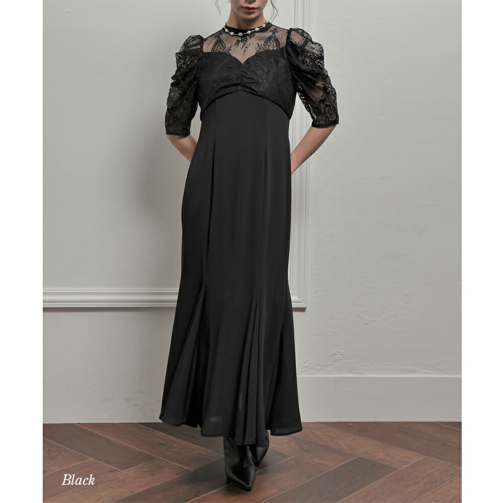 300047 レースコンビネーションマーメイドロングドレス