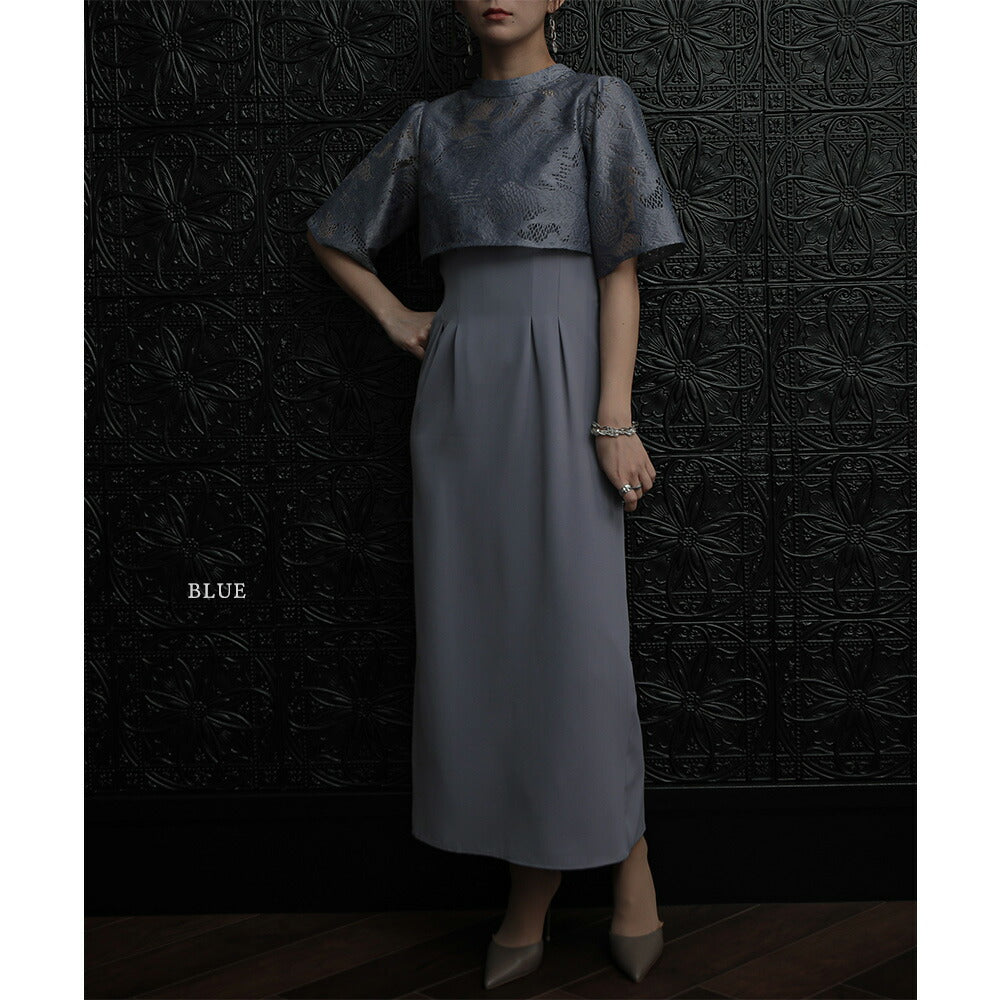 300087 ジャガードレーストップスドレス