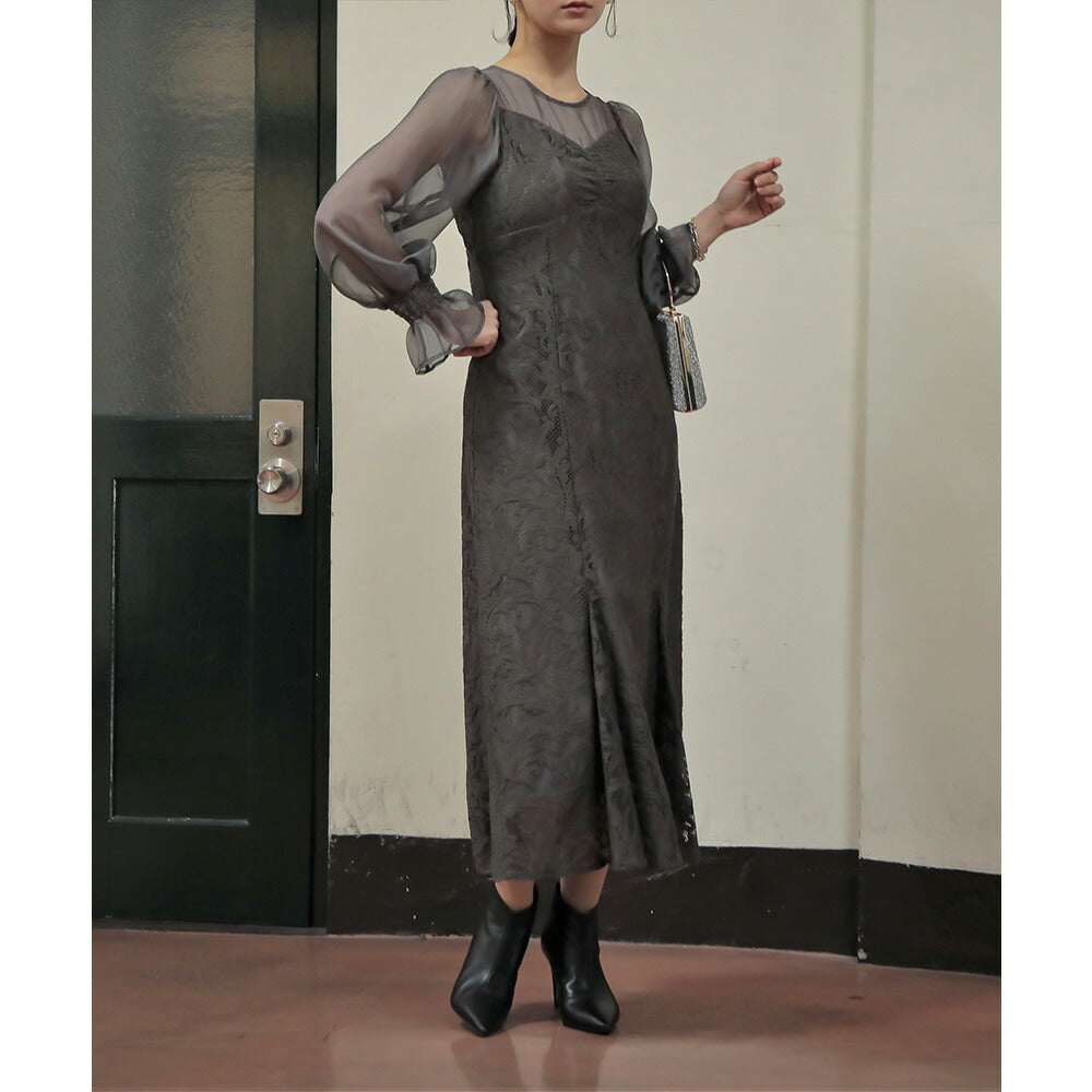 300091 ジャガードレースドレス