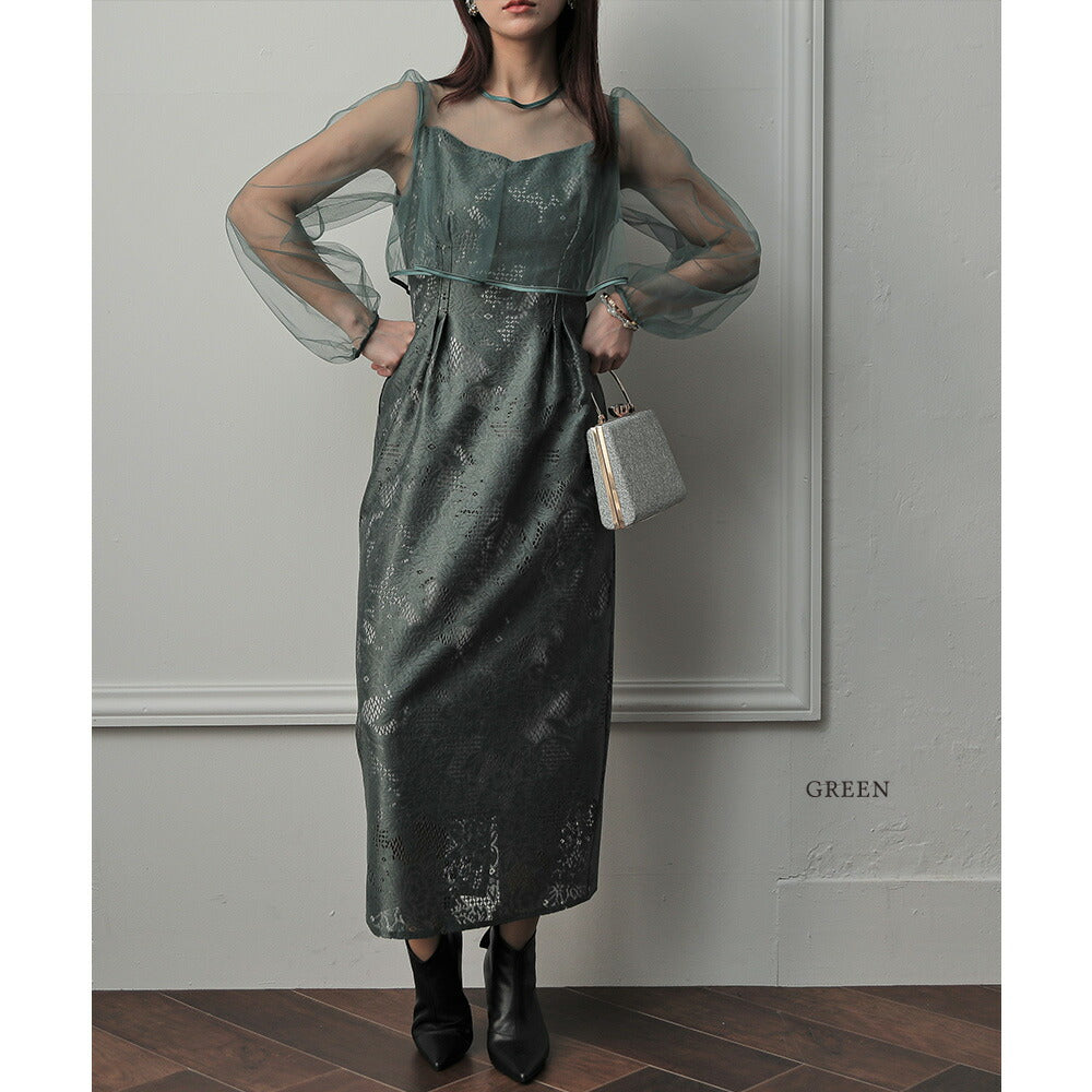 300092 レイヤードタイトロングドレス