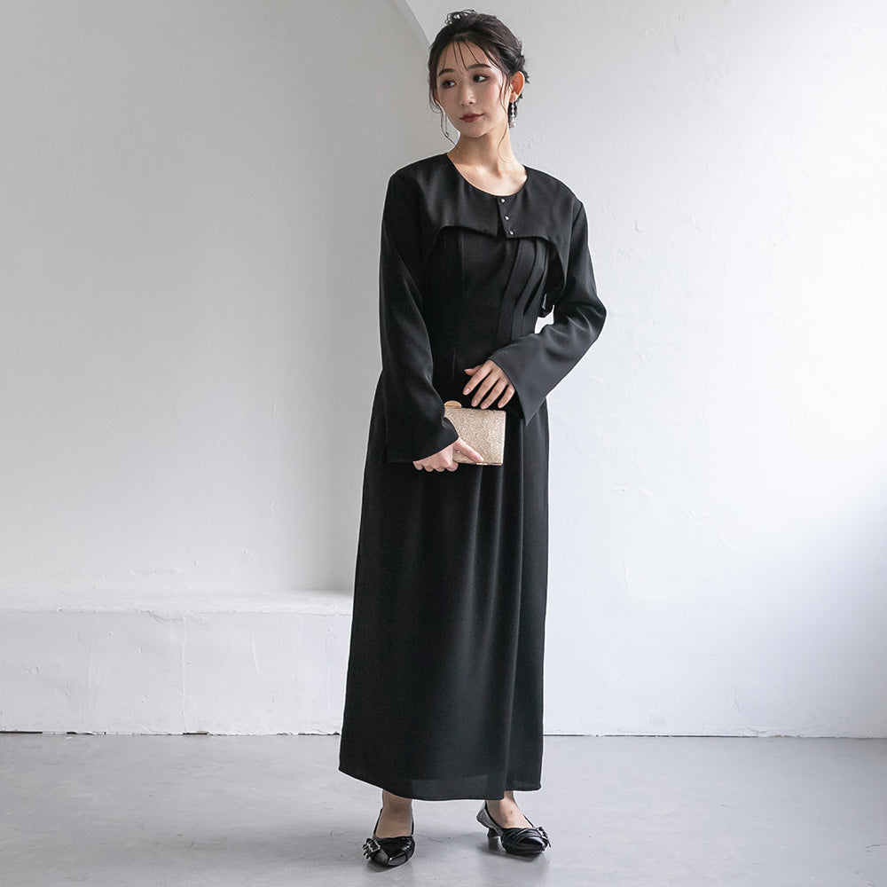 300193 ノーカラークロップドジャケット&ノースリーブドレス