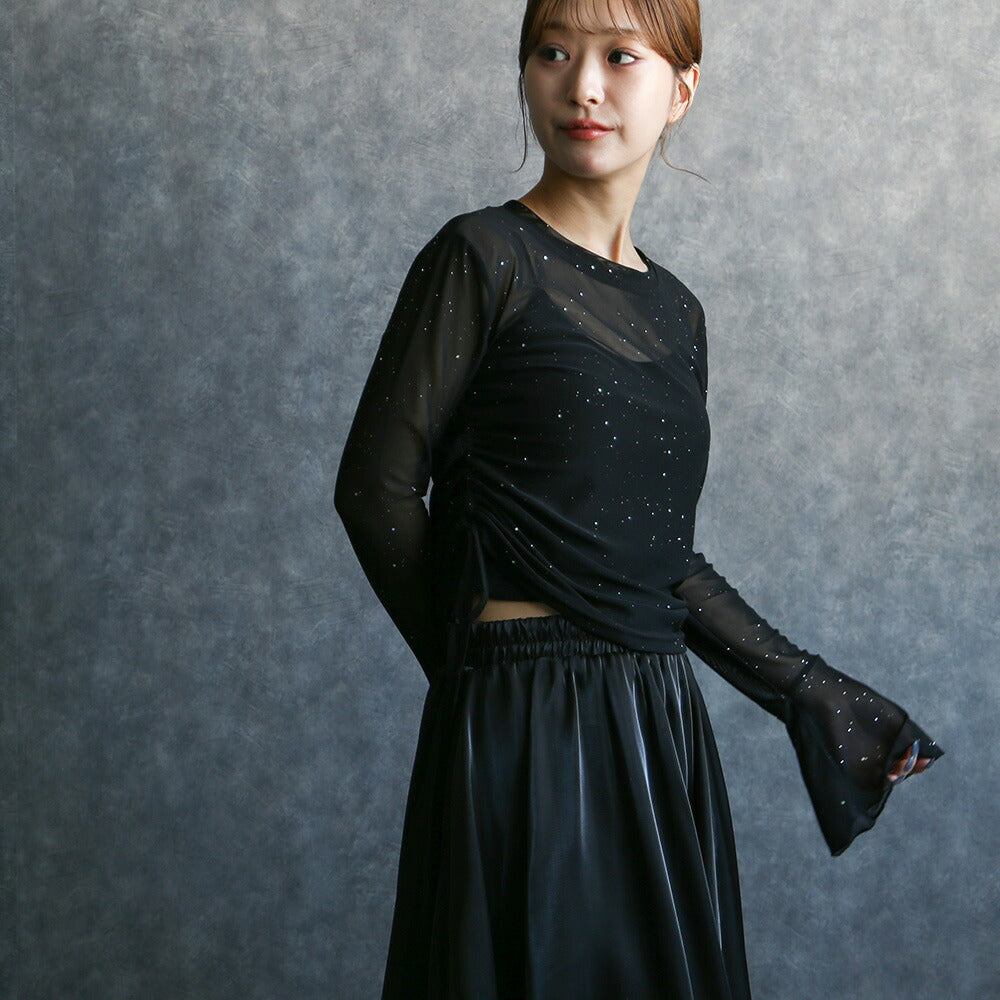 anyday シアーラメトップス ラメ トップス レディース シアートップス