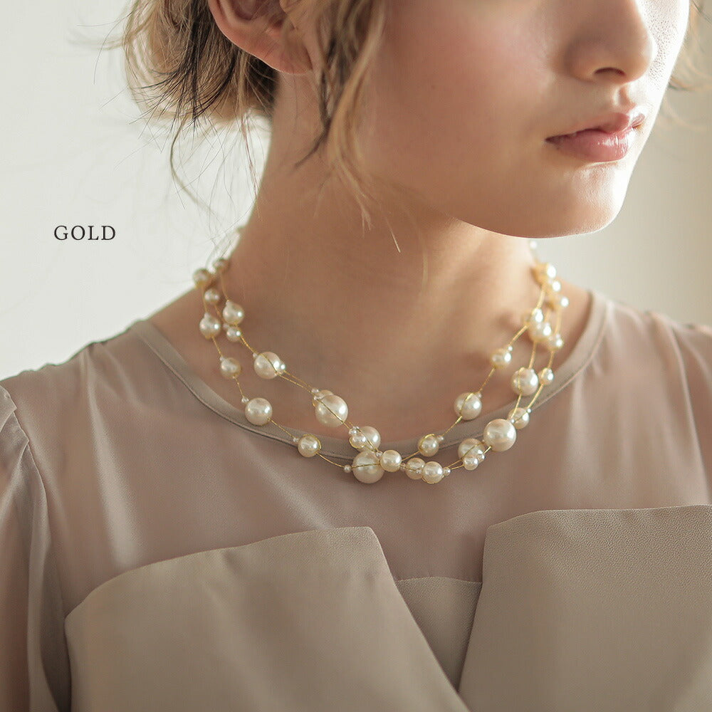 550006 3連パールネックレス