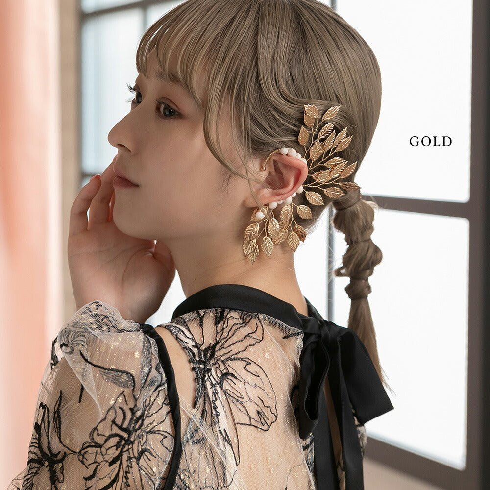 550049 ヴィンテージリーフイヤーカフ