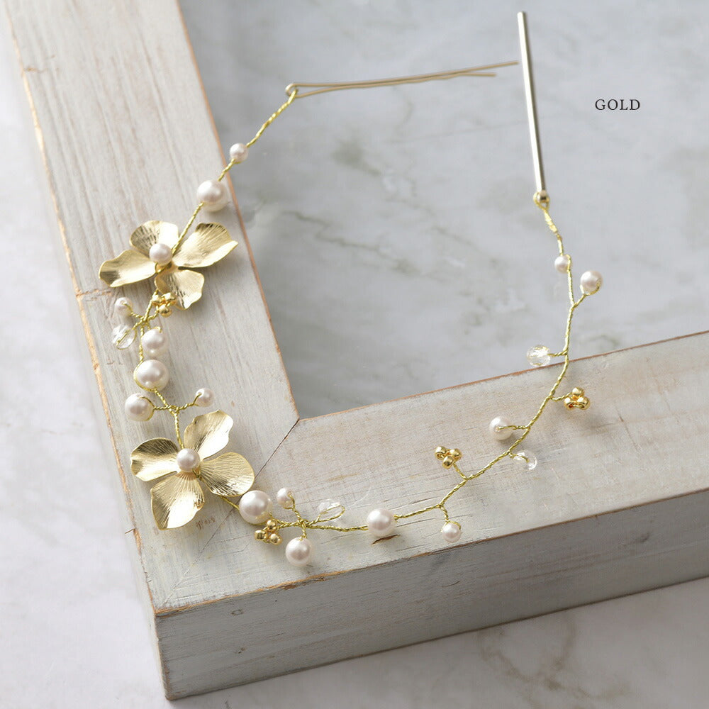 550059 フラワーモチーフメタルヘッドドレス