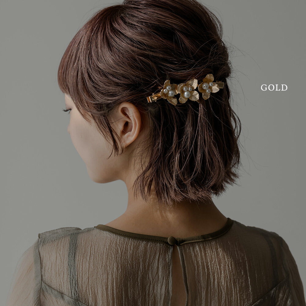 550076 メタルフラワーヘアクリップ3点セット