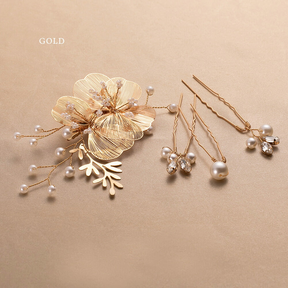 550079 透かしフラワー&パールヘアピンセット