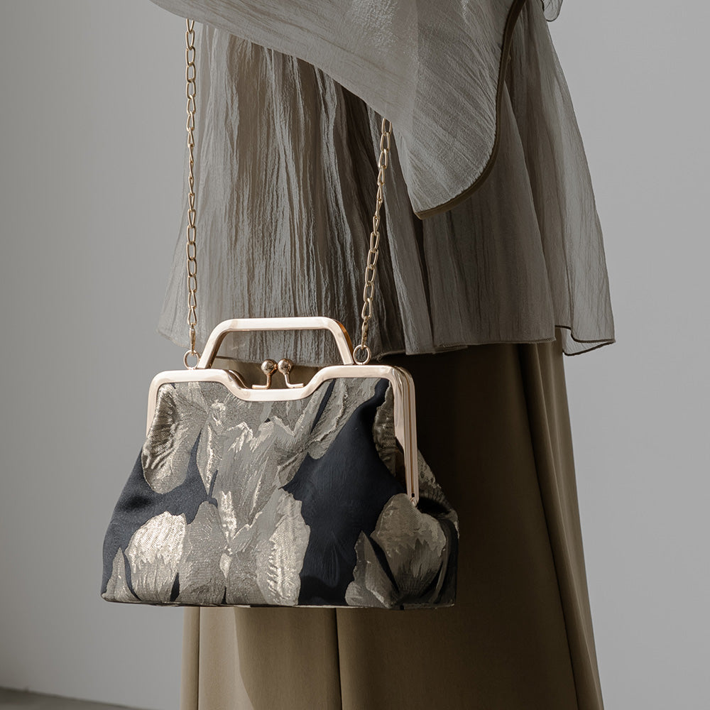 900015 ジャガードプリントハンドバッグ