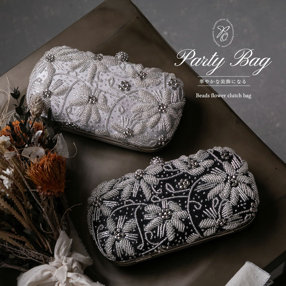 900025 ビーズフラワークラッチバッグ
