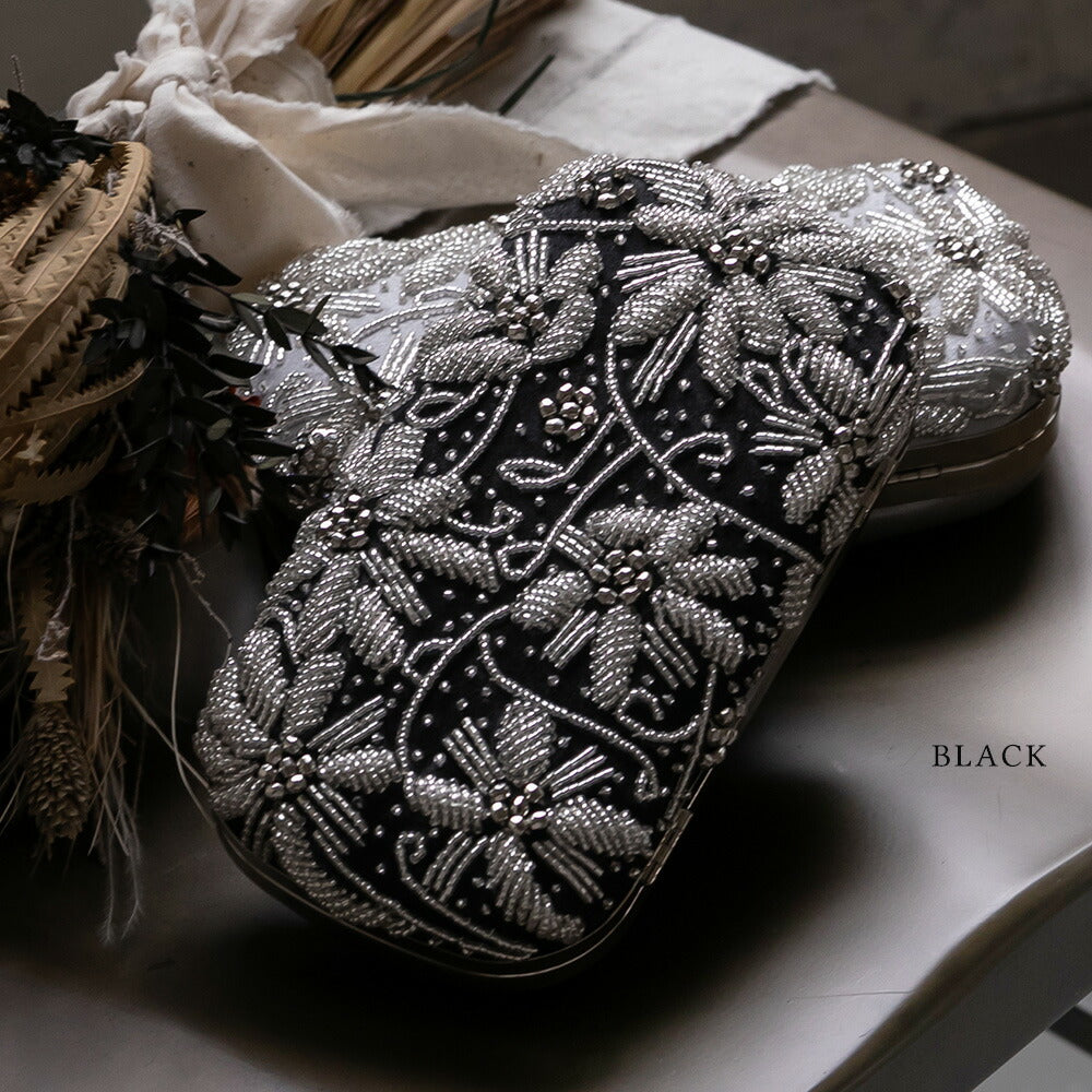 900025 ビーズフラワークラッチバッグ