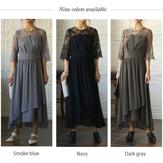 300001 レース＆シフォンロングドレス
