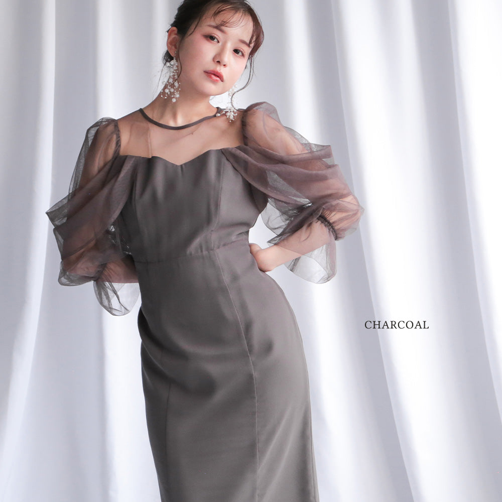 300118 チュールオフショルドレス