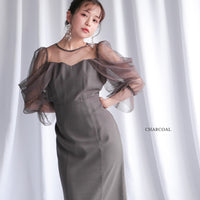 300118 チュールオフショルドレス