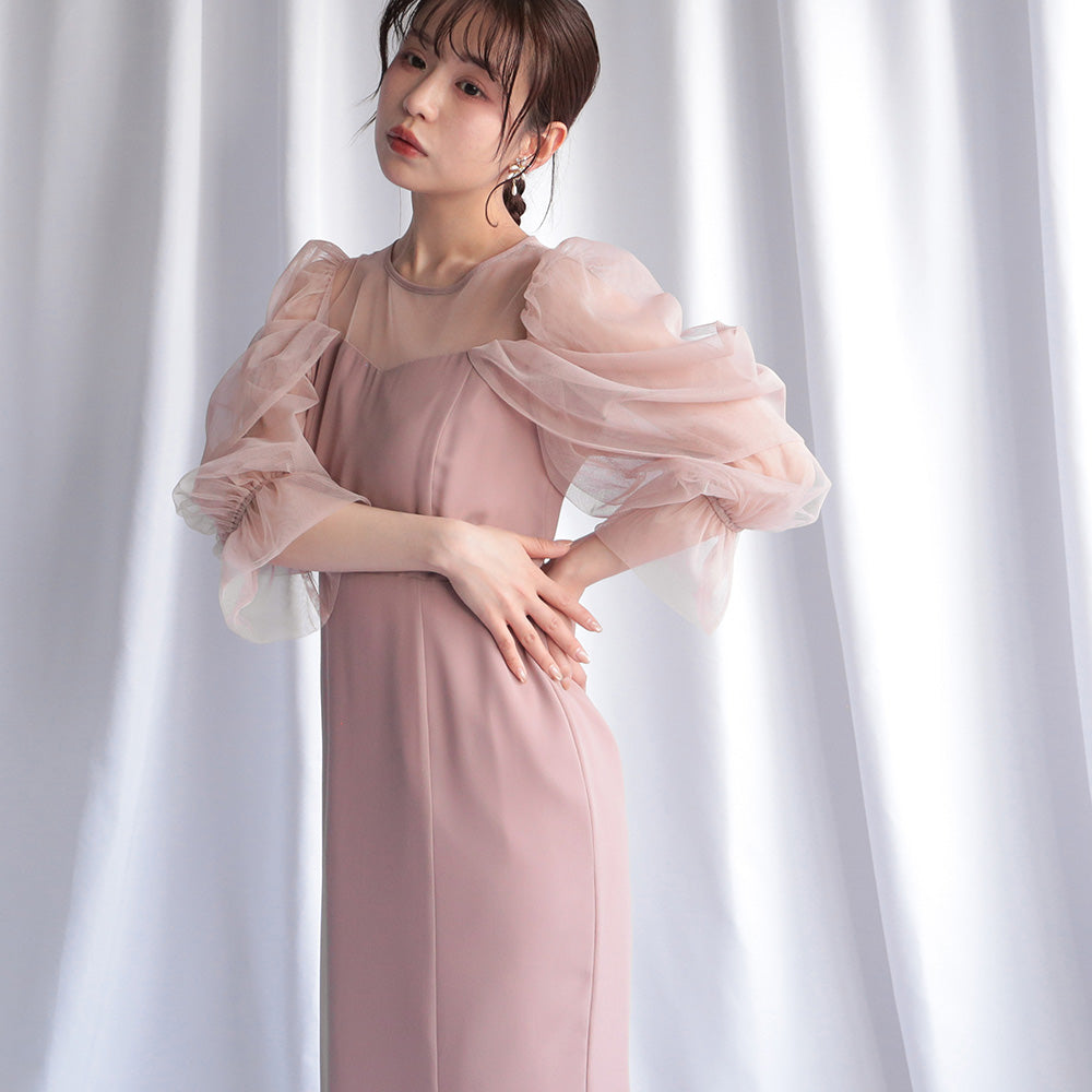 300118 チュールオフショルドレス