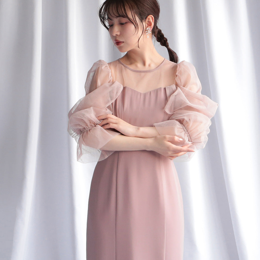 300118 チュールオフショルドレス