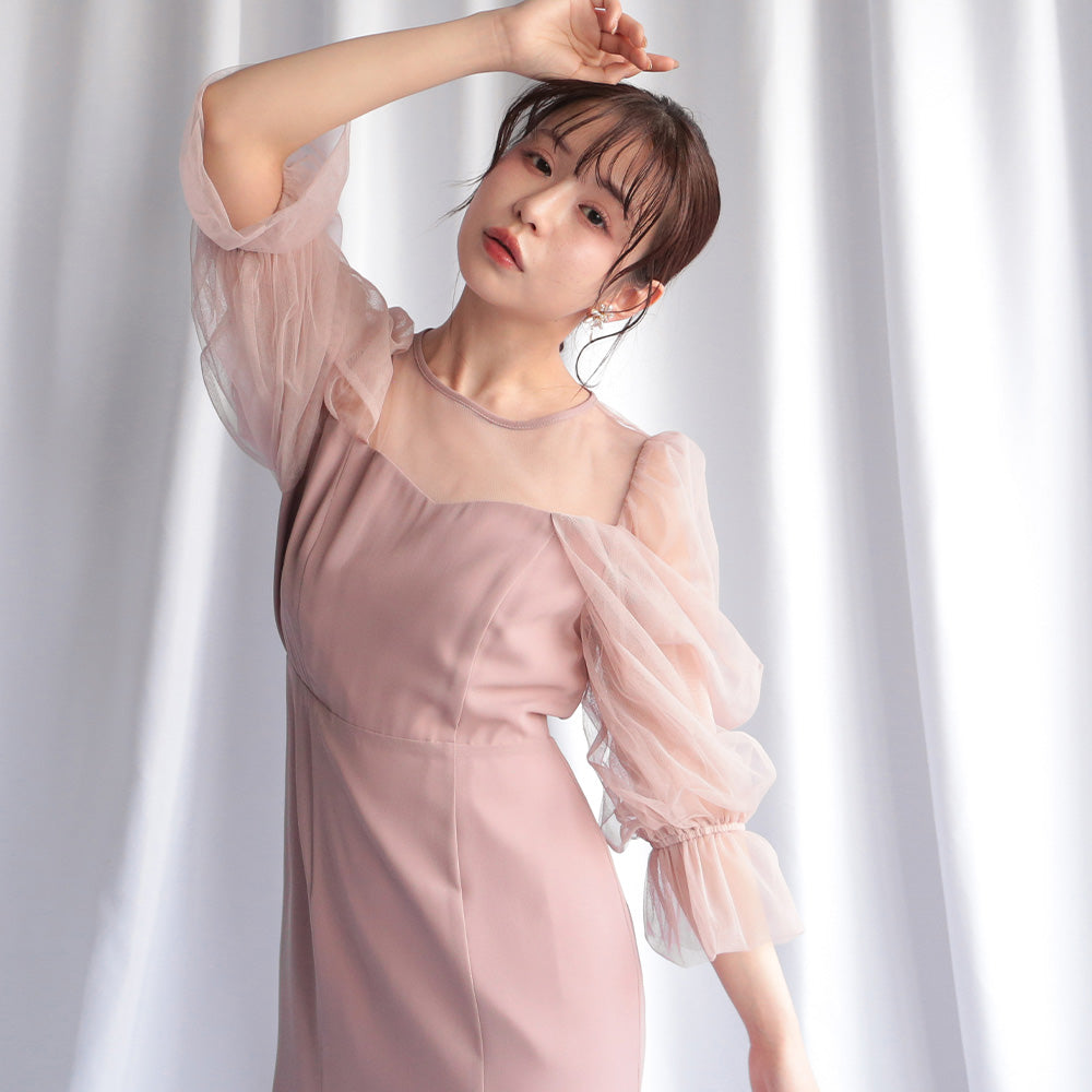 300118 チュールオフショルドレス