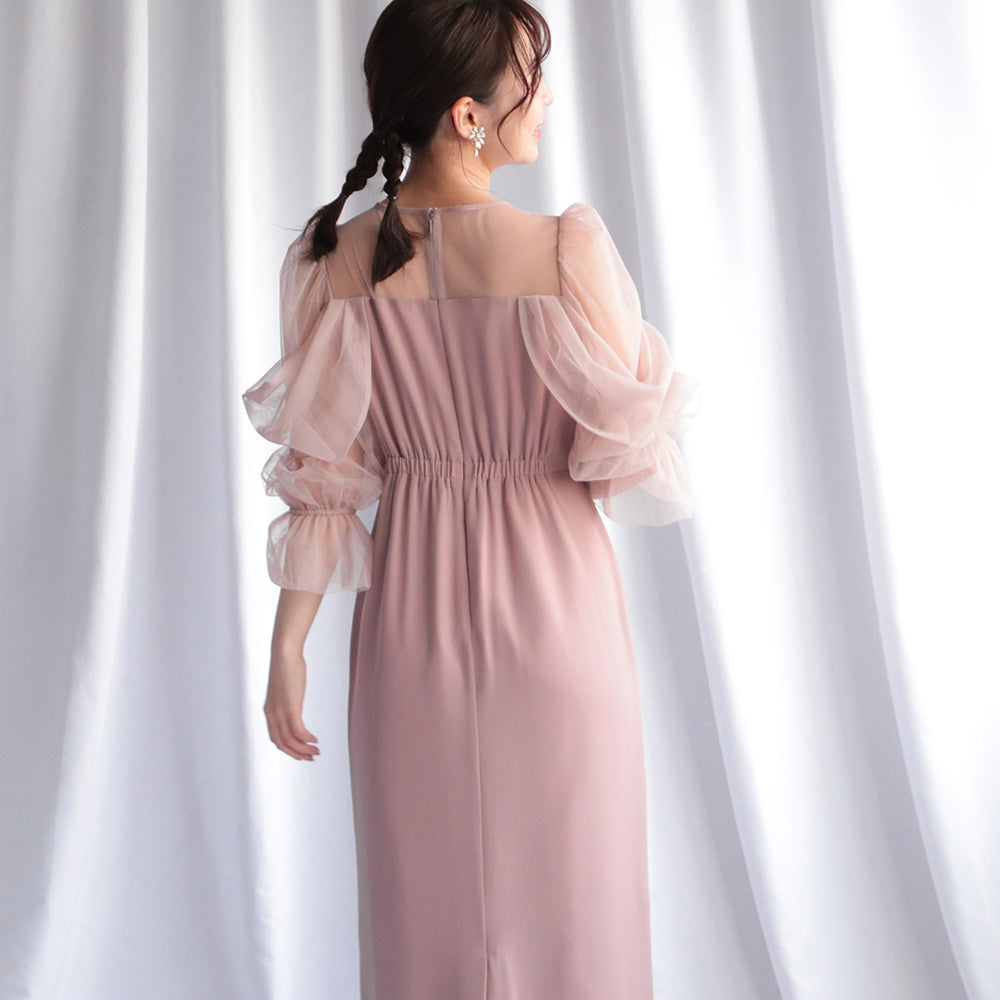 300118 チュールオフショルドレス