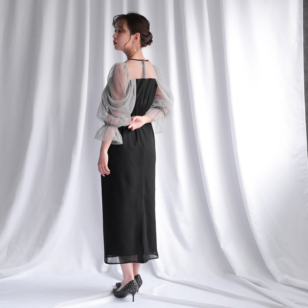 300118 チュールオフショルドレス