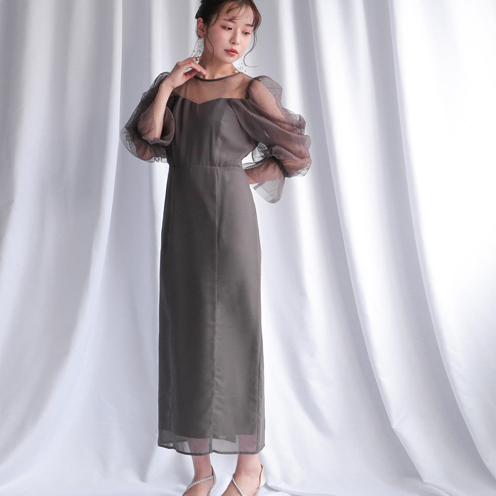 300118 チュールオフショルドレス