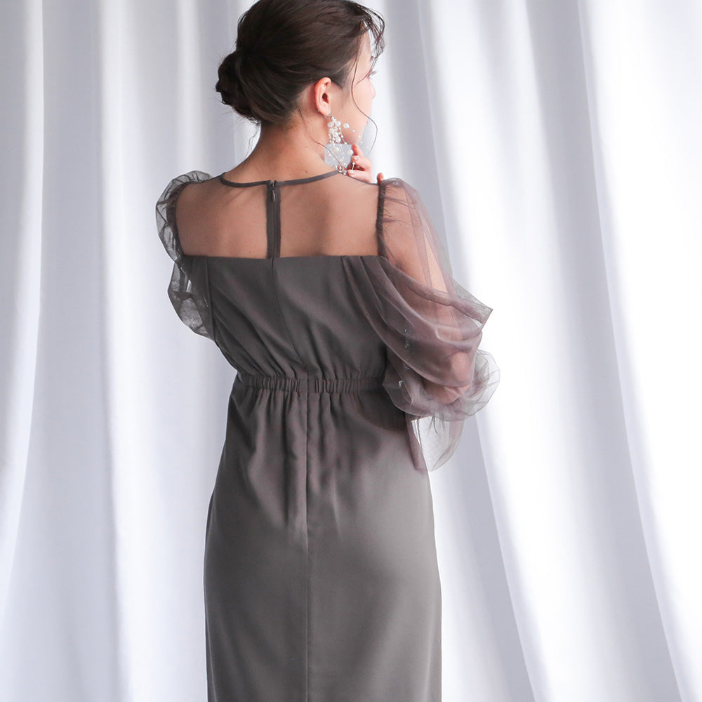 300118 チュールオフショルドレス