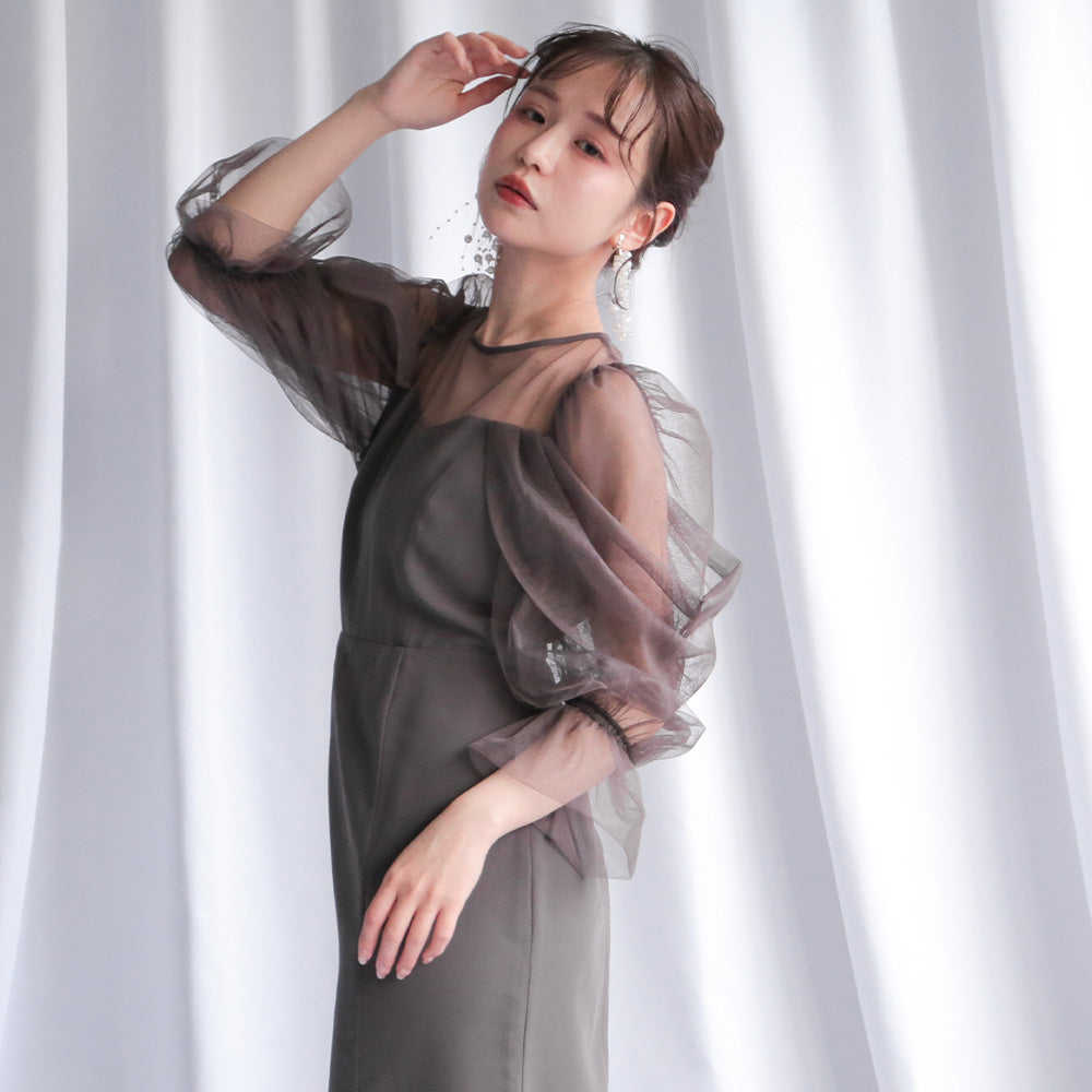 300118 チュールオフショルドレス