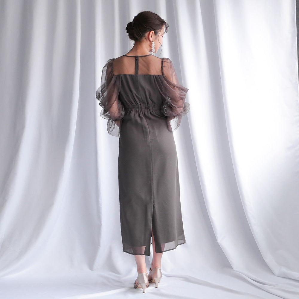 300118 チュールオフショルドレス