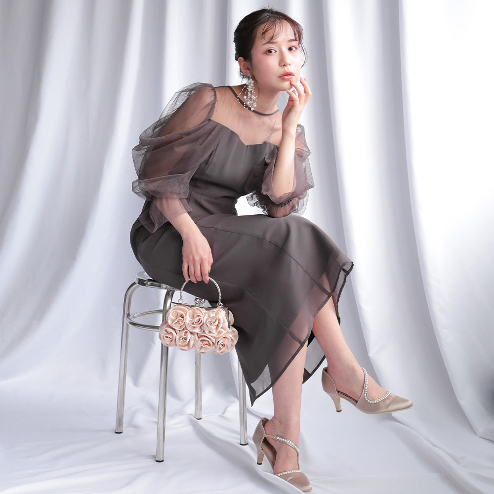 300118 チュールオフショルドレス