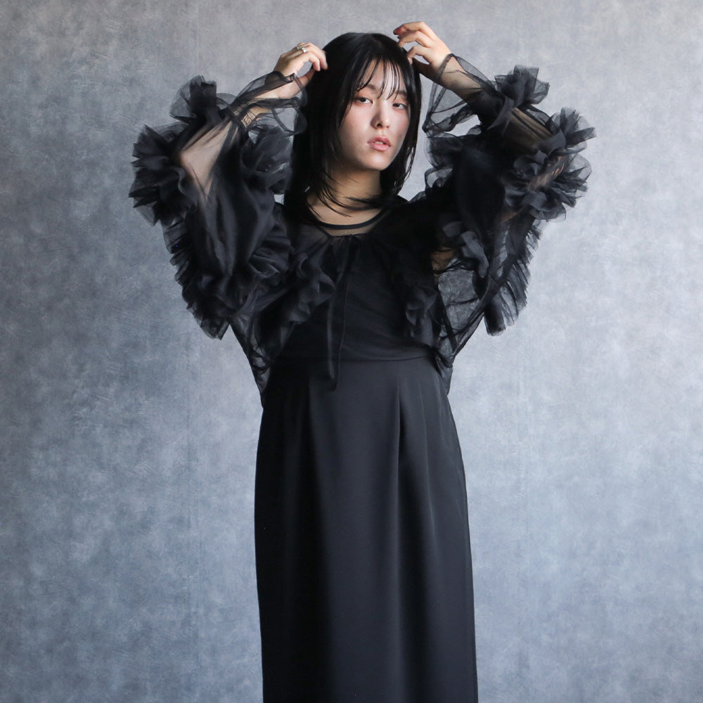 300183 ボリュームチュールトップス＆ノースリーブペンシルドレス