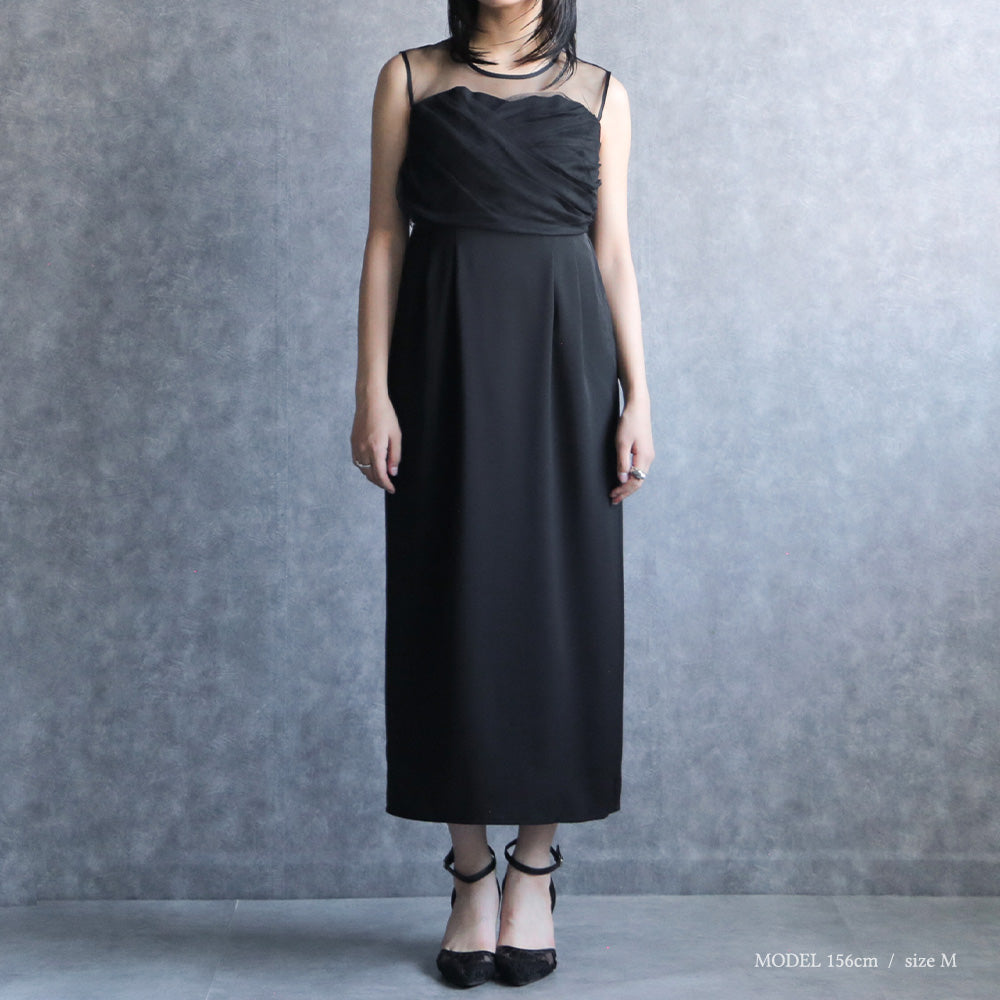 300183 ボリュームチュールトップス＆ノースリーブペンシルドレス