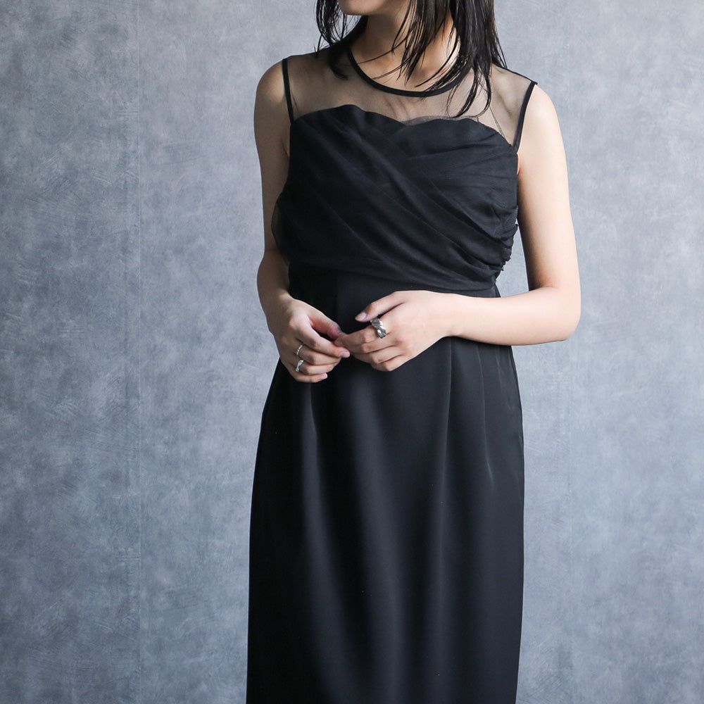 300183 ボリュームチュールトップス＆ノースリーブペンシルドレス