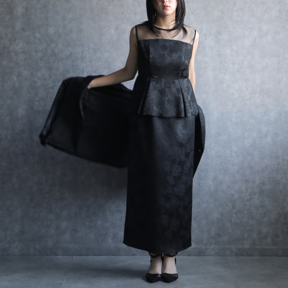 300184 リッチジャガードジャケット＆ペプラムドレス