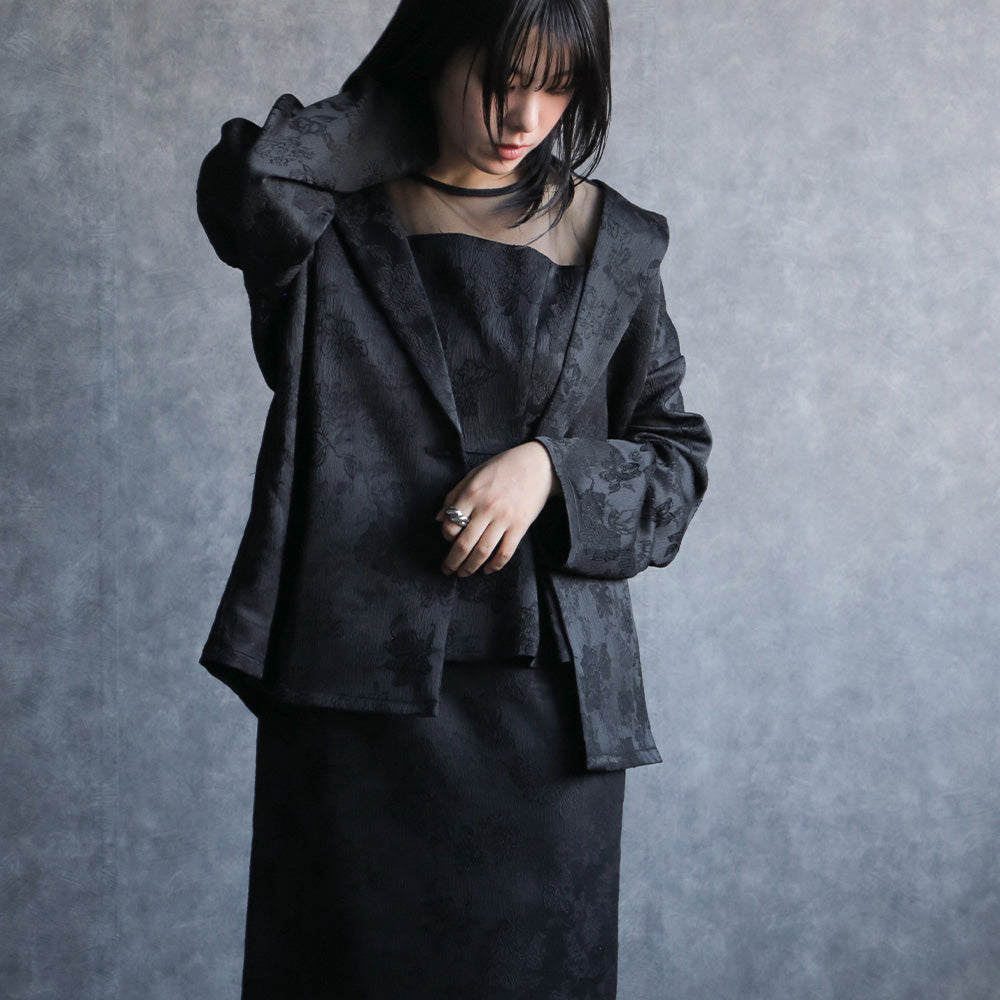 300184 リッチジャガードジャケット＆ペプラムドレス