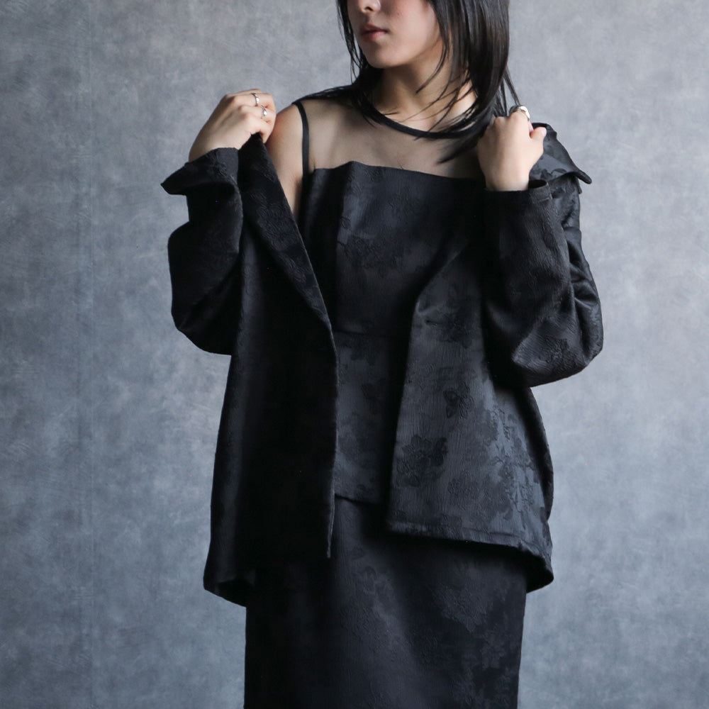 300184 リッチジャガードジャケット＆ペプラムドレス