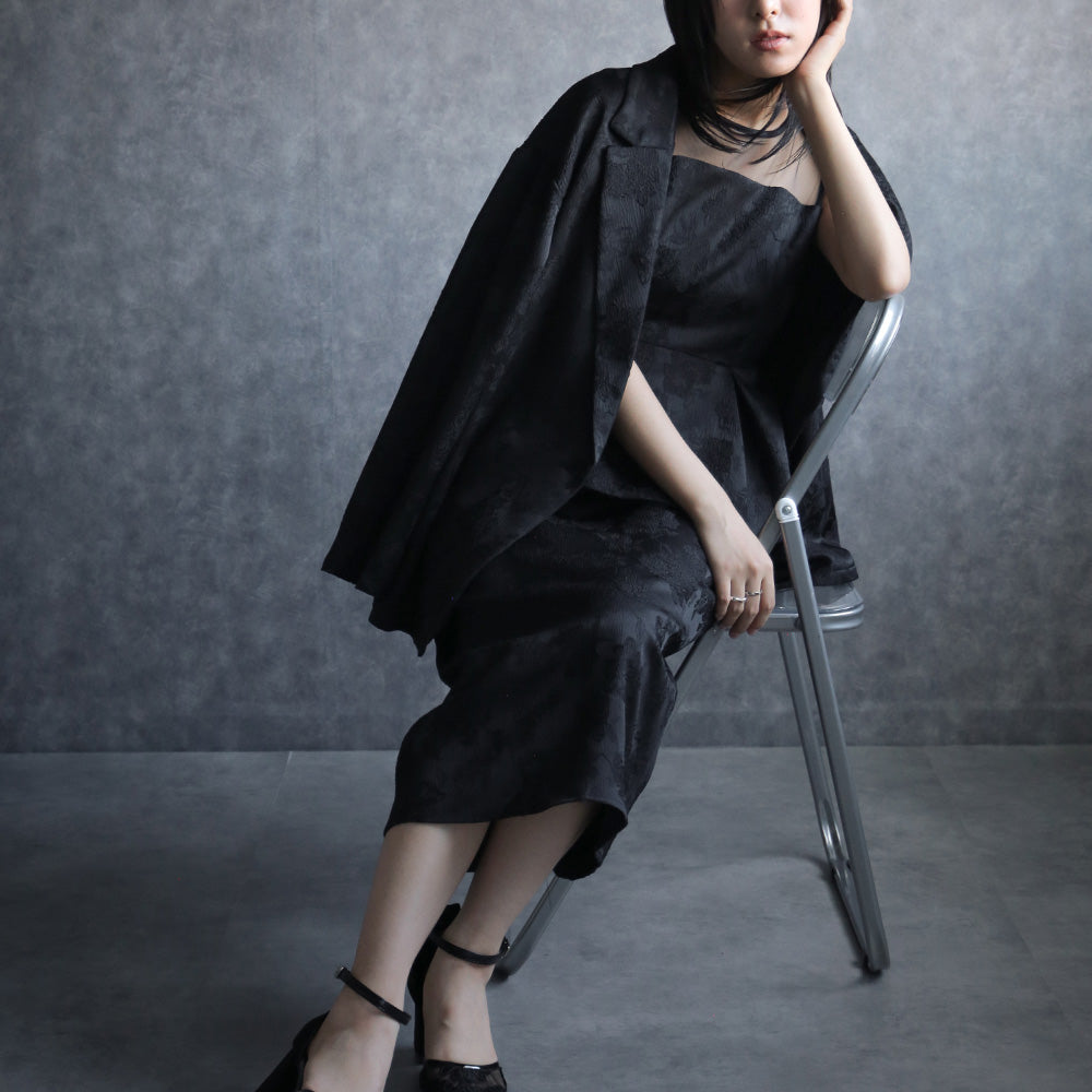 300184 リッチジャガードジャケット＆ペプラムドレス