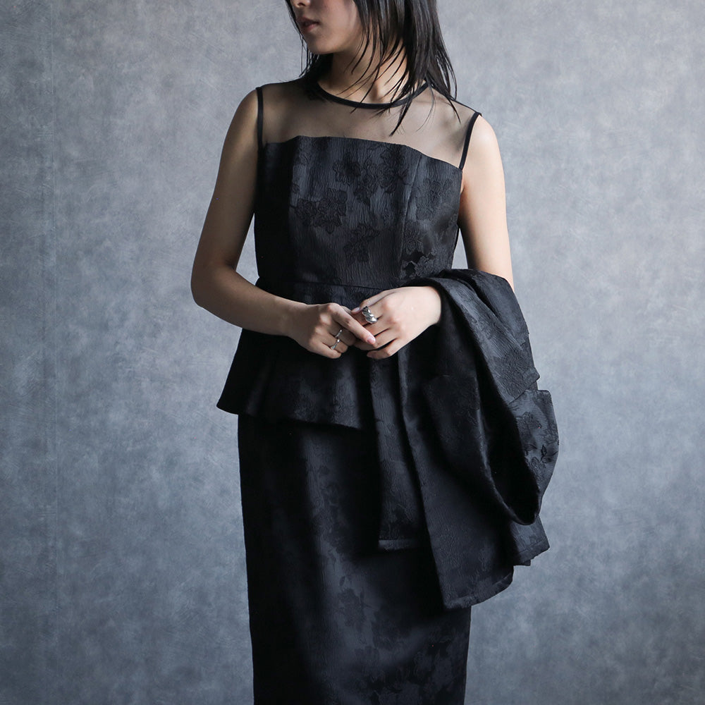 300184 リッチジャガードジャケット＆ペプラムドレス