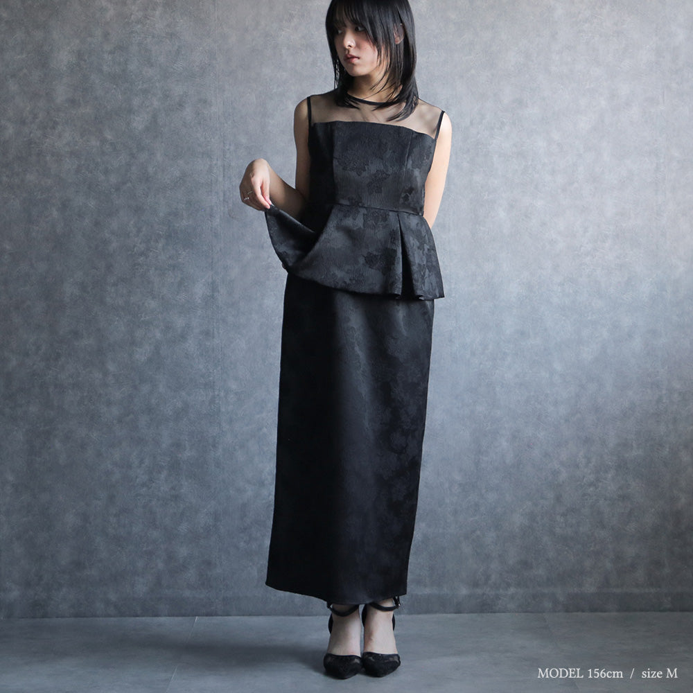 300184 リッチジャガードジャケット＆ペプラムドレス