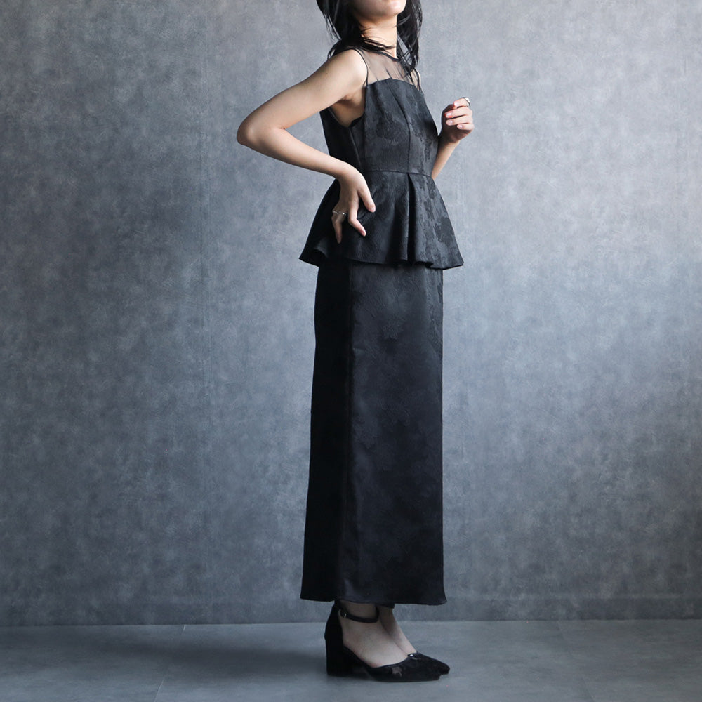 300184 リッチジャガードジャケット＆ペプラムドレス