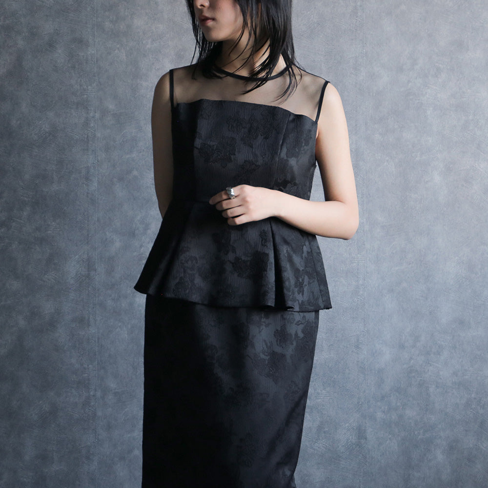 300184 リッチジャガードジャケット＆ペプラムドレス