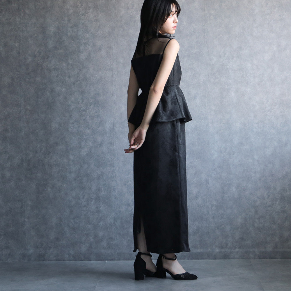 300184 リッチジャガードジャケット＆ペプラムドレス