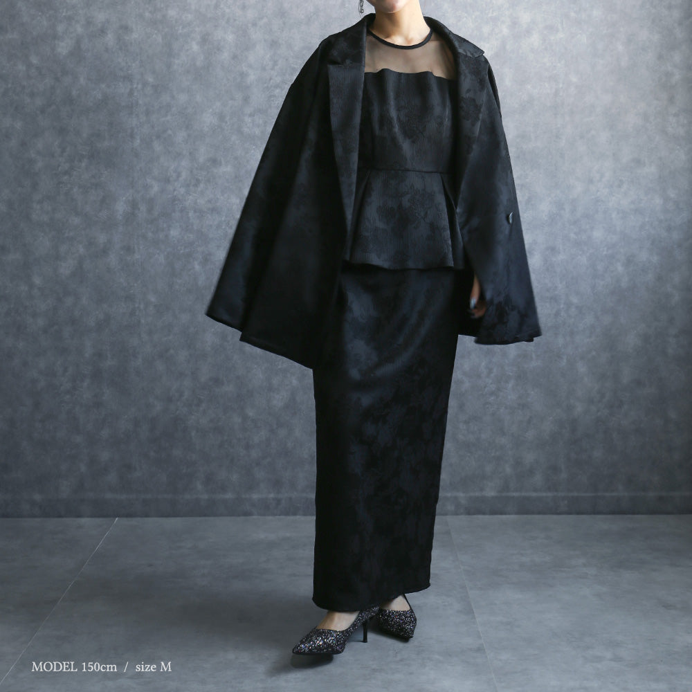 300184 リッチジャガードジャケット＆ペプラムドレス