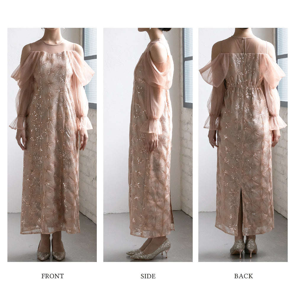 300191 チュールオフショルイルミナドレス