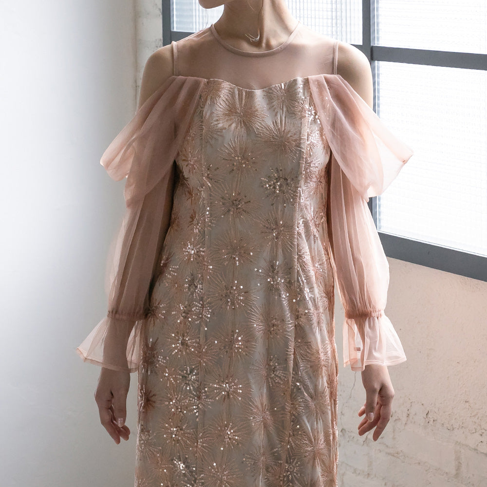 300191 チュールオフショルイルミナドレス