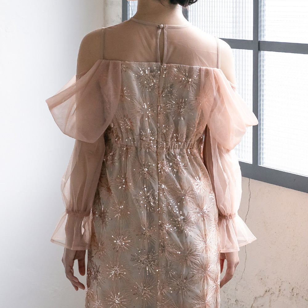 300191 チュールオフショルイルミナドレス