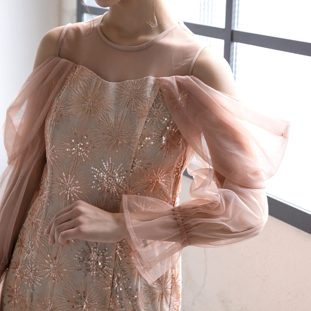 300191 チュールオフショルイルミナドレス