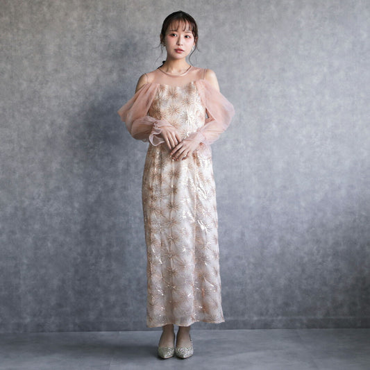 300191 チュールオフショルイルミナドレス