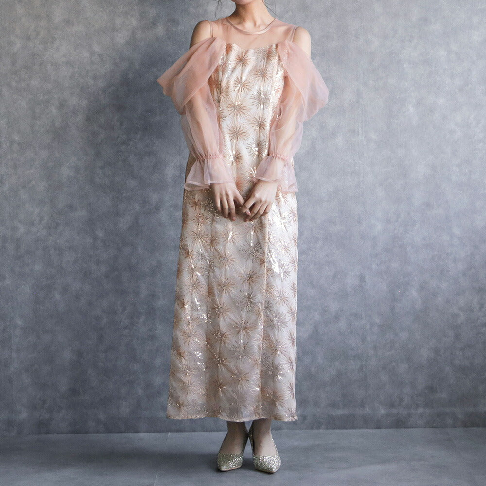 300191 チュールオフショルイルミナドレス