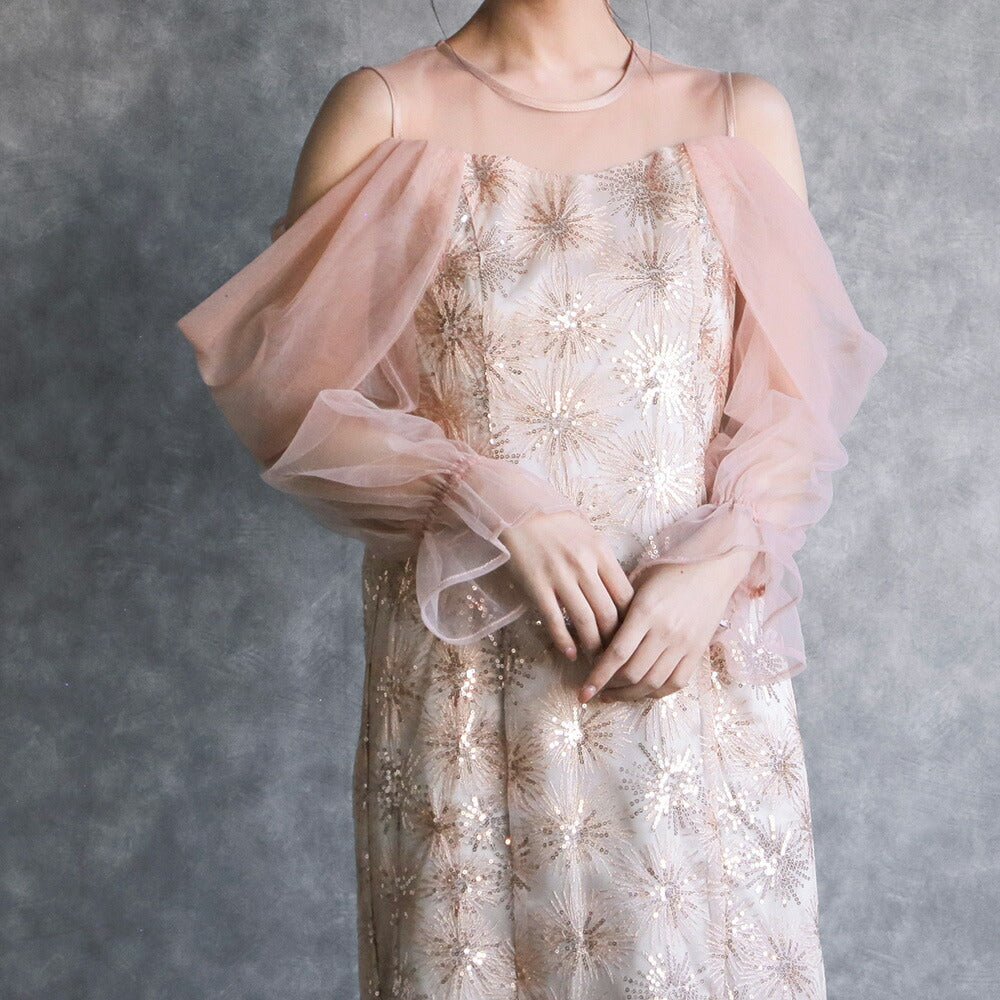 300191 チュールオフショルイルミナドレス